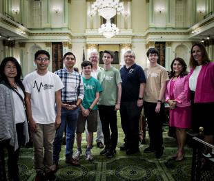 Winners of the 2019 California Cyber Innovation Challenge being honored at the State Capitol