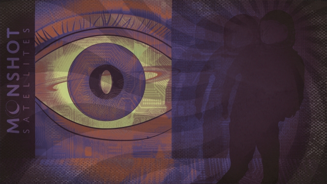abstract artwork that bears resemblance to an eyeball and shadow figure