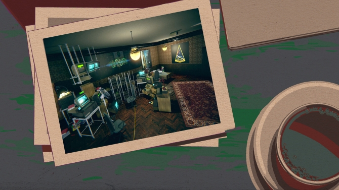mysterious room interior with many computers and dim lights